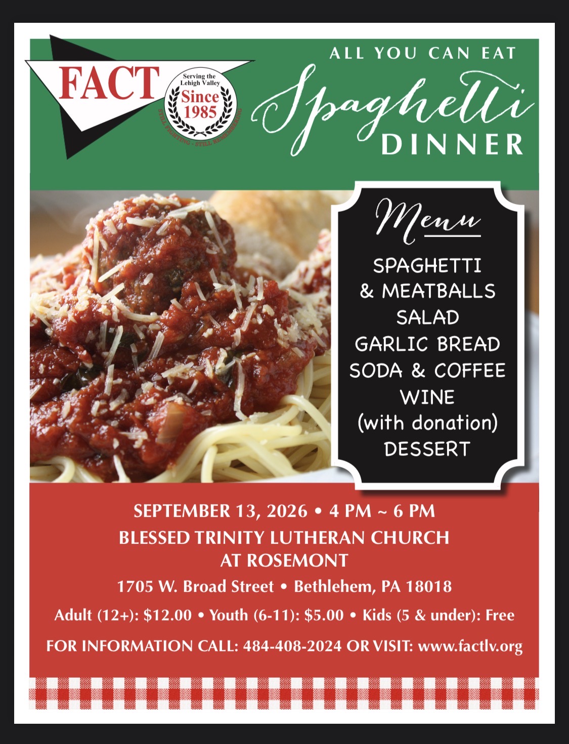 FACT Fall Spaghetti Dinner!